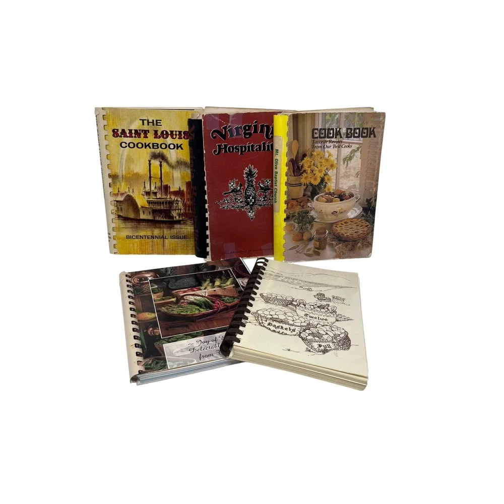 5 Set Vintage Community Cookbooks Lot Church‎ Charity Recipes Local History